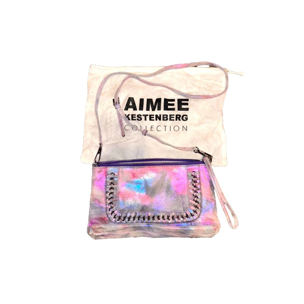 Aimee Kestenberg Pink and Blue Iridescent Clutch